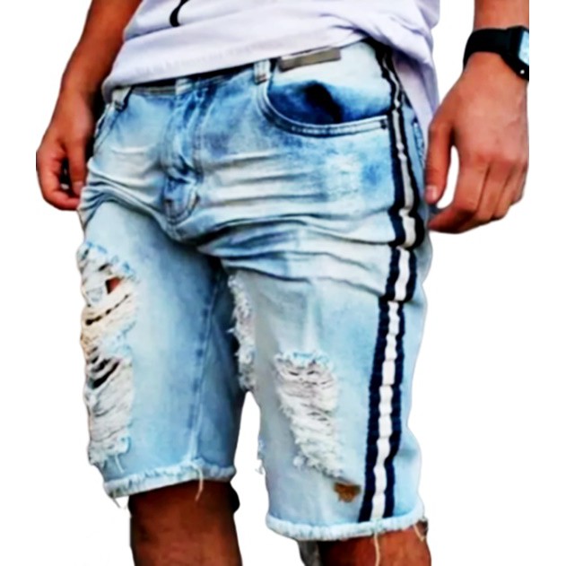 shorts jeans listra lateral