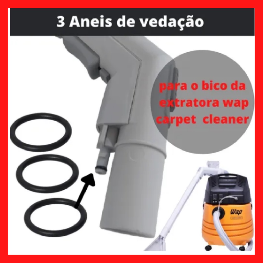 Kit 3 Anéis Vedação Compatível Wap Carpet Clean FATI