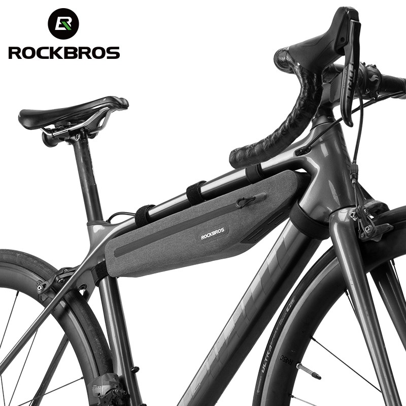 ROCKBROS Bolsa De Bicicleta Frontal Tubo De Ciclismo Guidão À Prova D'água 1,5l Triangular Alongada Para Acessórios MTB