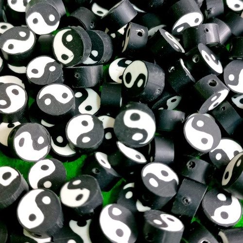 30 pçs Fimo Yin Yang Town & Country Preto Pulseira Miçangas passante entremeio montagem