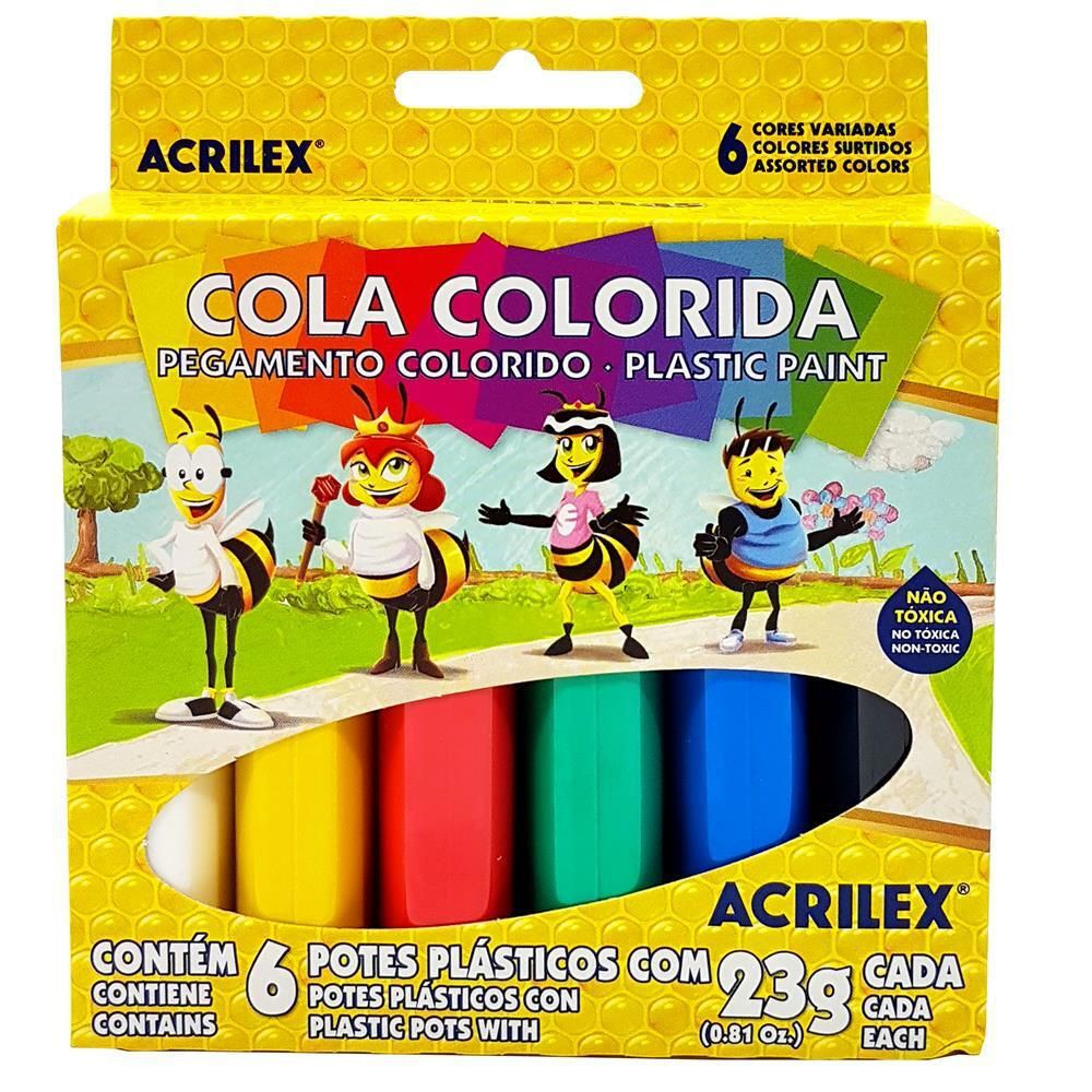 Cola Colorida 06 Cores 23g Acrilex | Shopee Brasil