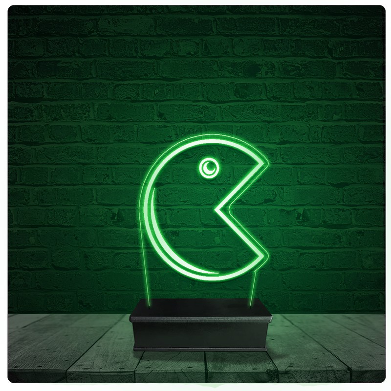 Luminária Abajur Acrílico Led - Pac-Man Jogo Fliperama