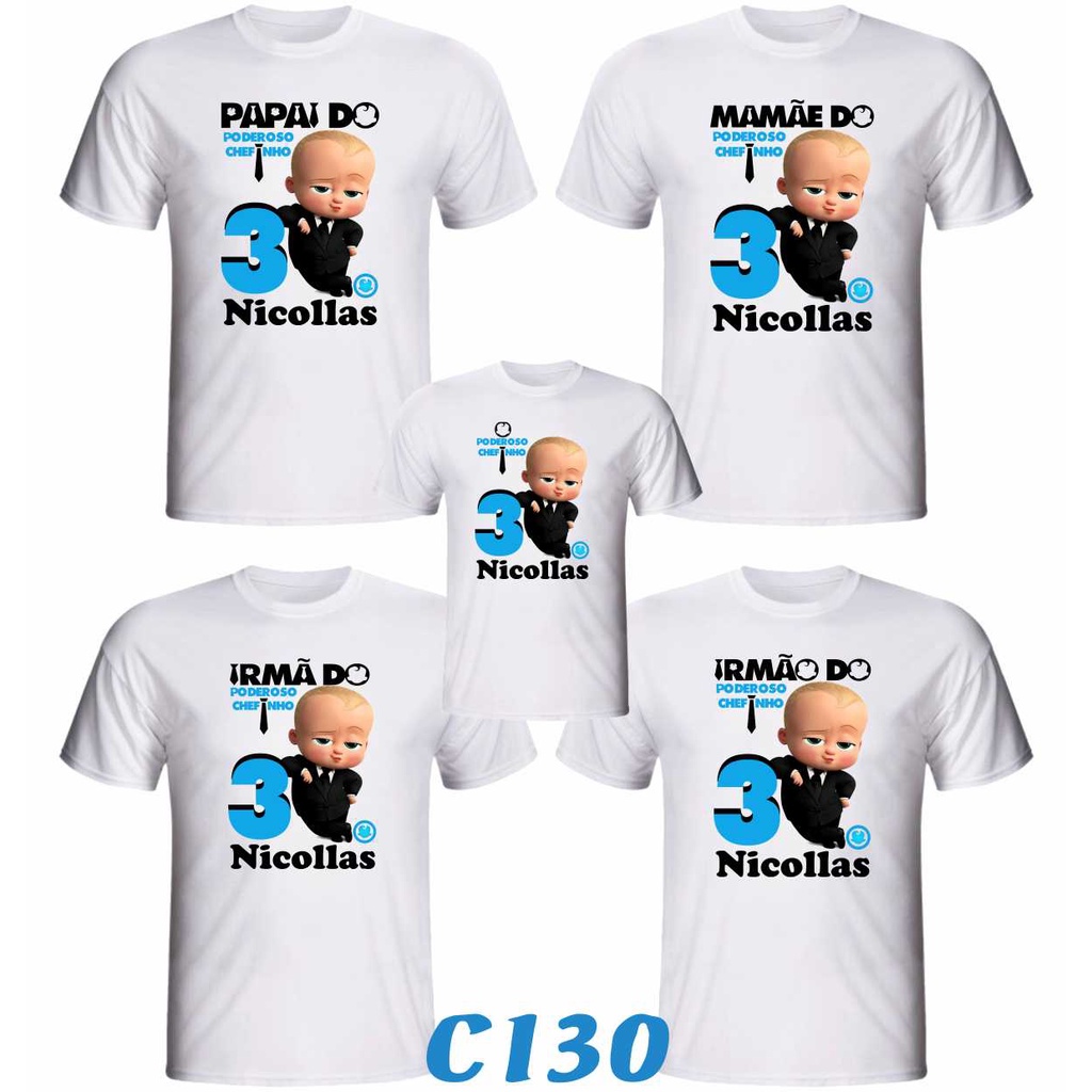 Kit 11 Camisetas Personalizada " O Poderoso Chefinho " para Aniversário ou festa Temática
