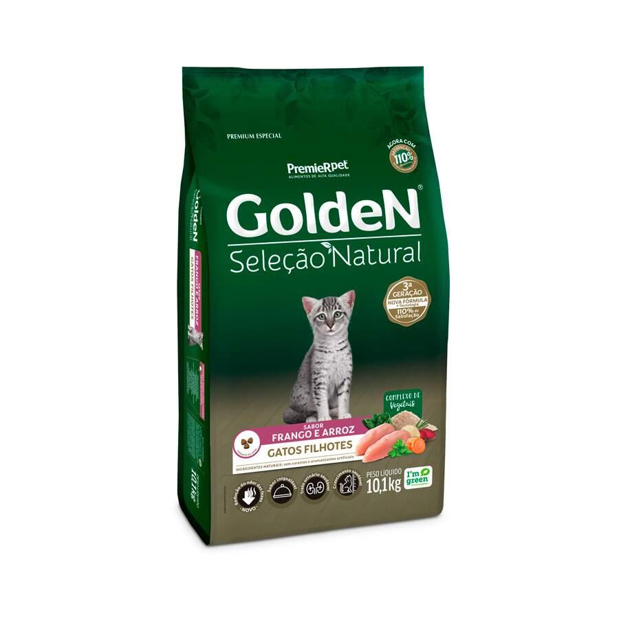 Ração Golden Seleção Natural Gatos Filhote Frango,Arroz 10Kg - Pets