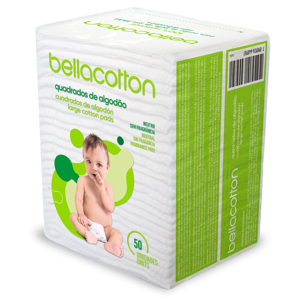 Quadrado De Algodão Bebê 50 Unid - Bellacotton