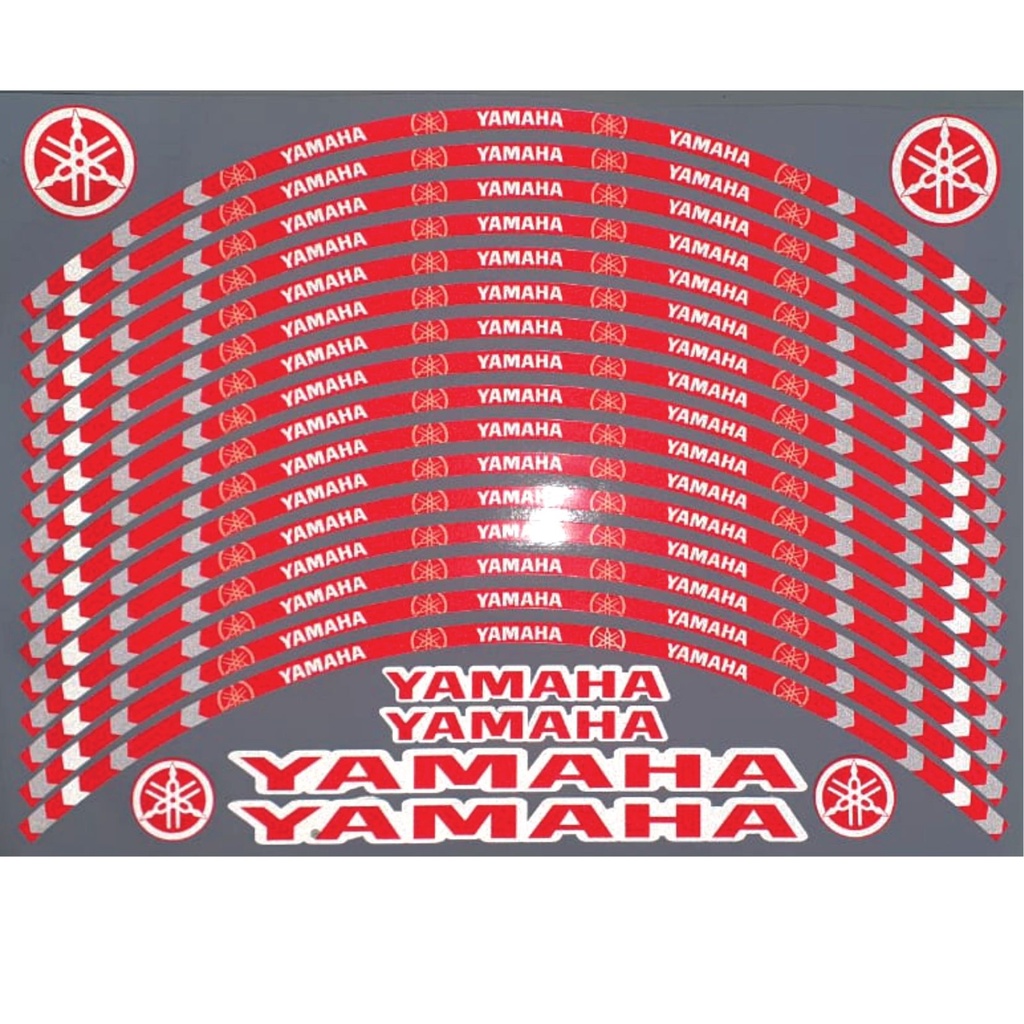 Refletivo Roda motos Yamaha 22 adesivos p/ 2 rodas vermelho