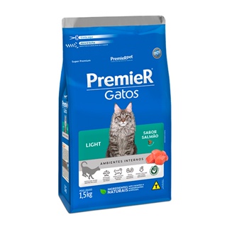 Ração Premier Ambientes Internos Light para Gatos Sabor Salmão - 1,5Kg em Oferta na Shopee