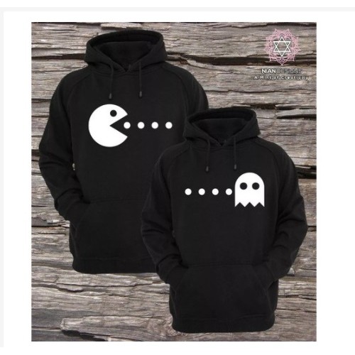 Kit C/2 Peças - Blusa Moletons de Namorados Casal de Amor Pac Man Come Come !!!!!