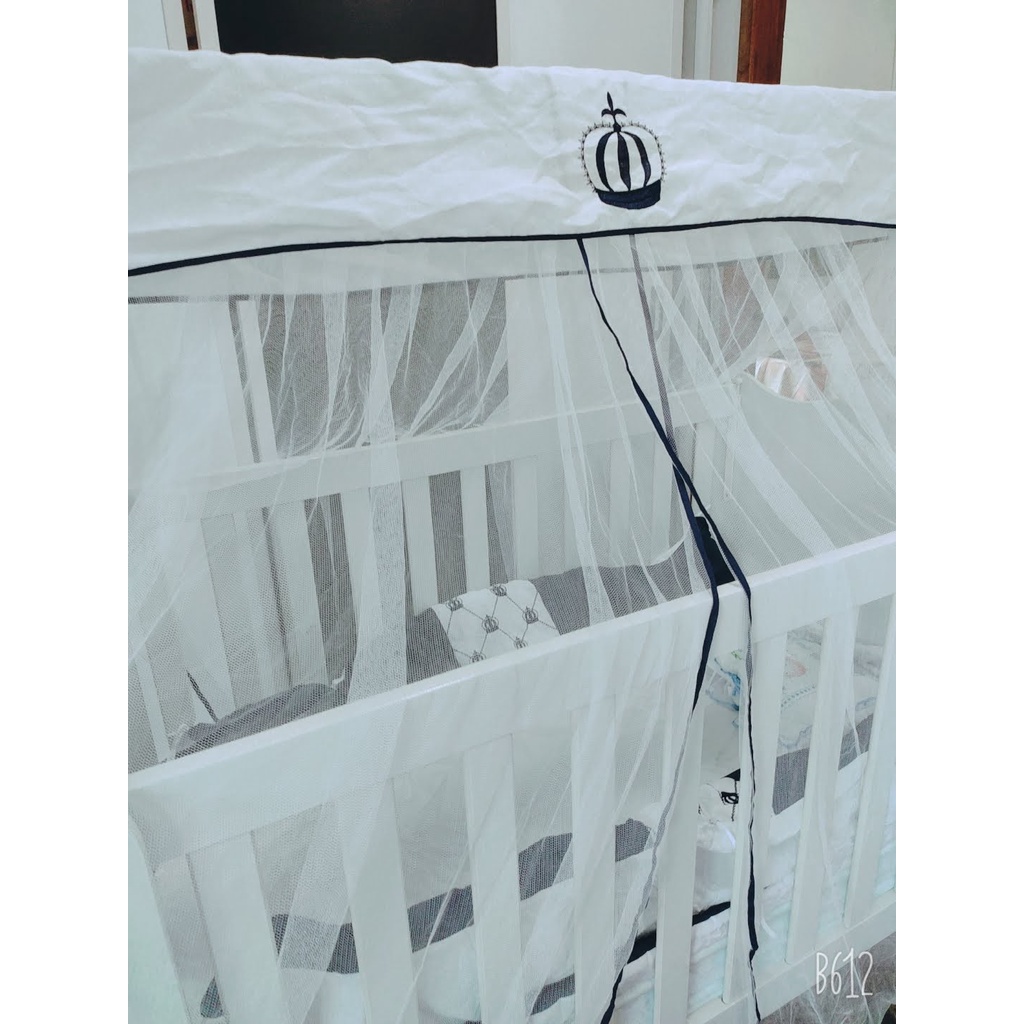 Kit Berço Protetor Bebê Menino com mosqueteiro completo 8 peças