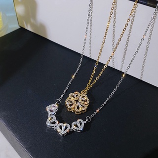 Colar Com Pingente Magnético Trevo De Quatro Folhas/Zircônia/Titânio/Aço/Da Moda Para Mulheres/Meninas/Presente De Natal