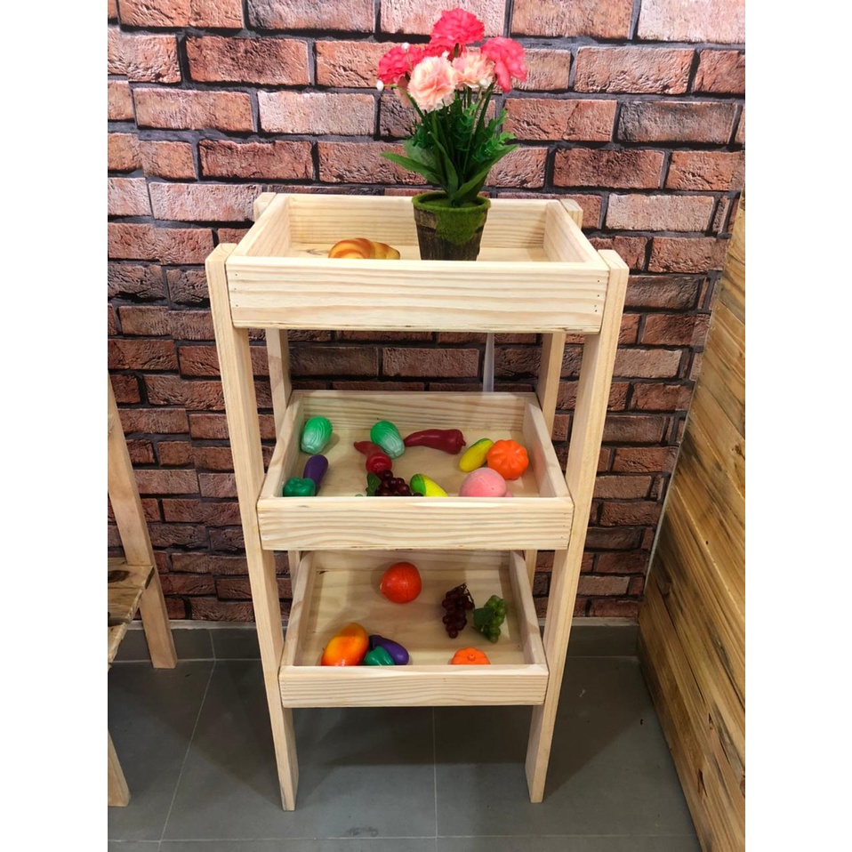 Fruteira De Madeira De Reflorestamento Pinus Natural Linda Shopee Brasil