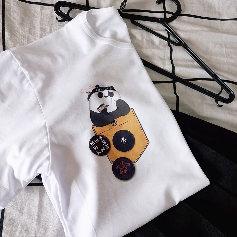 Camiseta Unissex MONSTA X We Bare Bears Panda em Oferta na Shopee