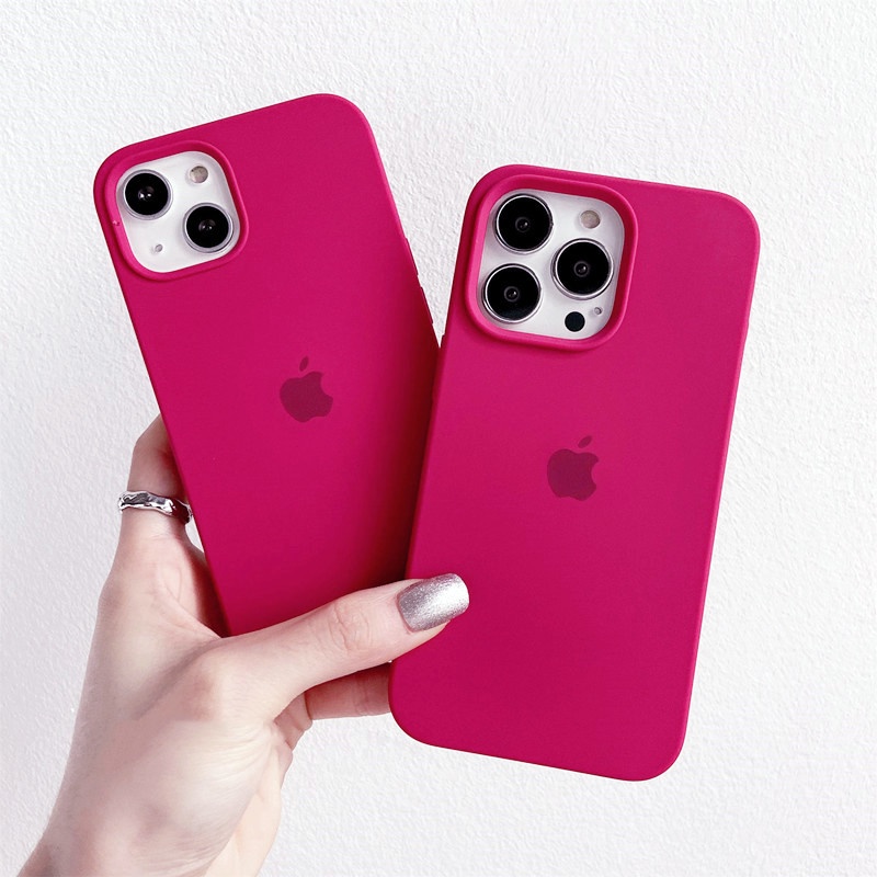 Rosa Vermelha Para iphone 17/16/15/13/14/12/11/Pro max/Air/XS XR/7/8/Plus/SE/Mini/Capa De Telefone De silicone Líquido