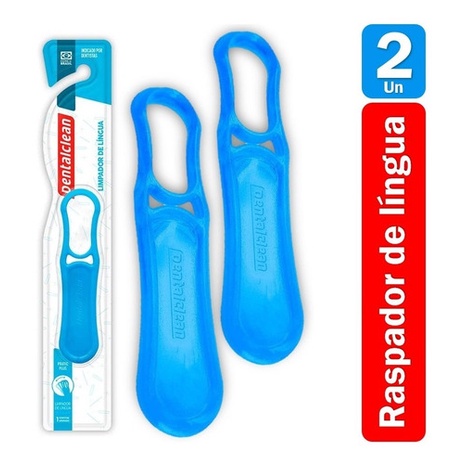 Raspador Limpador De Língua Azul Dentalclean Kit 2 Unidades