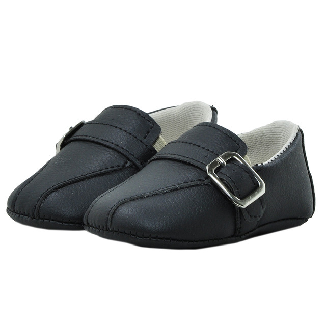 Sapatinho de Bebê Bicho de Pé - Sapato Social Masculino com Fivela - Sintético - Preto