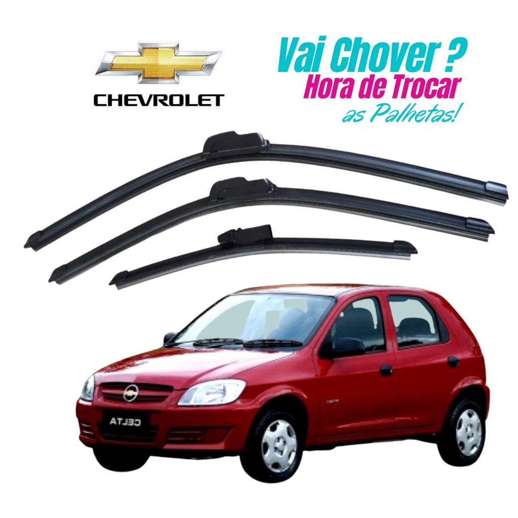 Kit Palheta Limpador Celta GM Chevrolet 2012 2013 2014 2015 Dianteiro + Traseiro