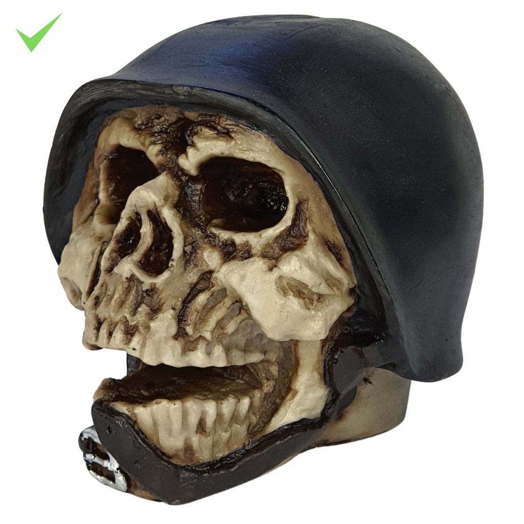 Caveira Capacete Soldado Enfeite Decorativo Halloween Resina