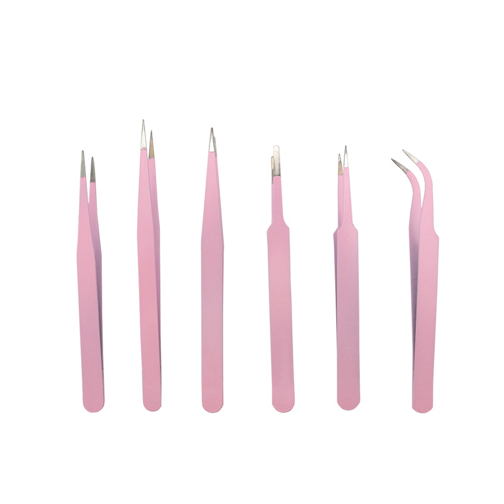 Kit de Pinças de Aço Inoxidável com Ponta Fina Rosa - 6 Peças em Oferta na Shopee