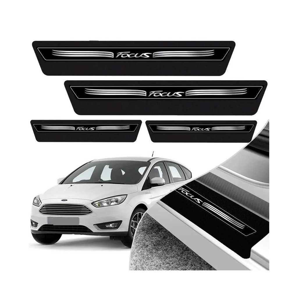 Kit 8 Peças Soleira Adesivo Porta Ford Focus 2009 2010 2011 2012 2013 2014 2015 2016 2017 2018 2019 - Preto