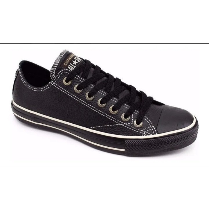 converse preto de couro