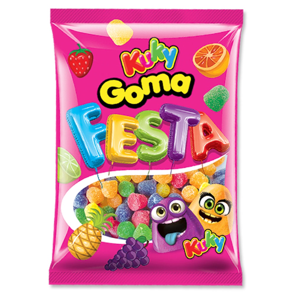 Bala de Goma Sortida Festa 1kg - Kuky