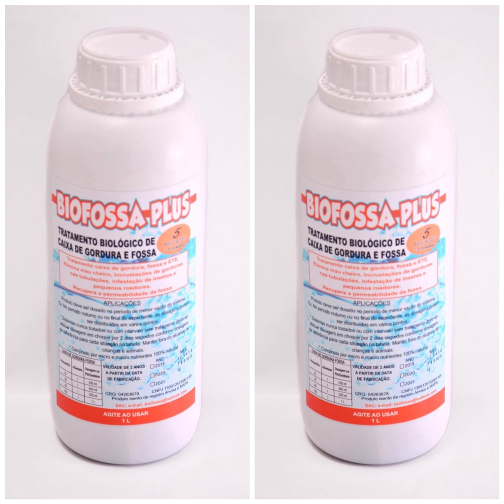 2 Litros Biofossa Plus 5 Aplicações - Produto Para Fossa E Caixa De Gordura Total 10 Aplicações
