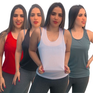 Kit 4 Regatas Feminina Academia Fitness Ginastica Caminhada Atacado
