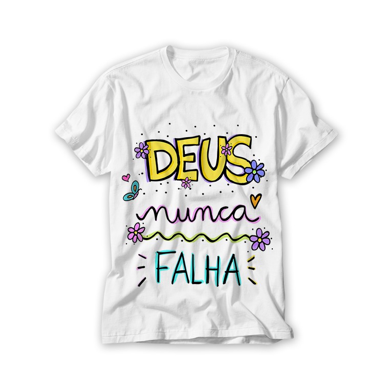 Camiseta unissex Jesus Cristo Jesus de nazaré religiosa cruz sagrada Deus nunca falha diversos modelos