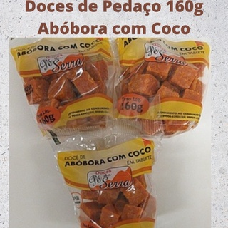 Doce Abóbora com Coco Pedaços Tabletes 160g Sem Glúten