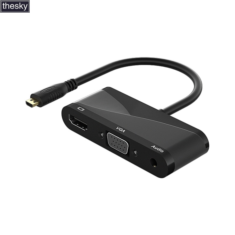 Cabo Micro HDMI 3 Em 1 Para + VGA + 3.5 Áudio