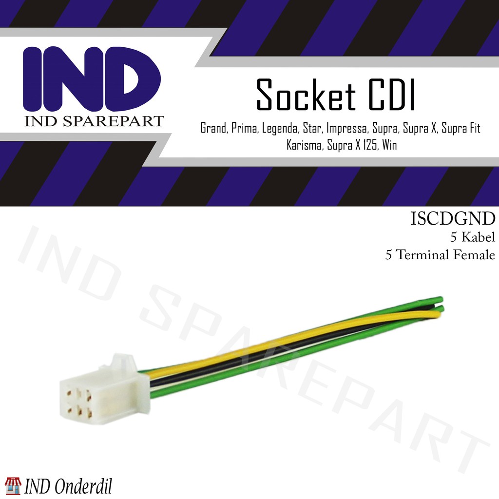 Soquete CDI De 5 Fios/Pino/Terminal Fêmea Grand/Supra/X 125/Karisma/Prima Fit/Novo/Win/Star