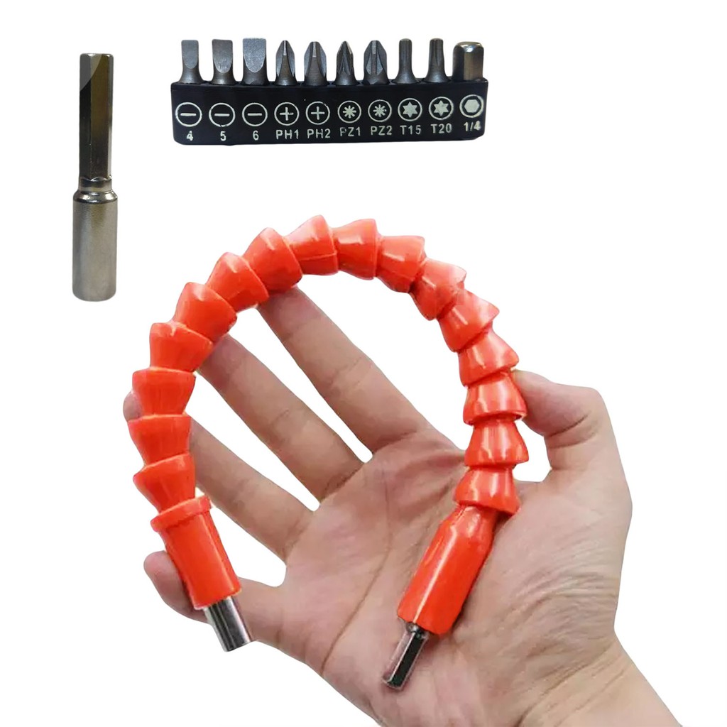 Extensão Haste Elo Flexível Parafusadeira Furadeira Magnético + Kit 11 Bits em Oferta na Shopee