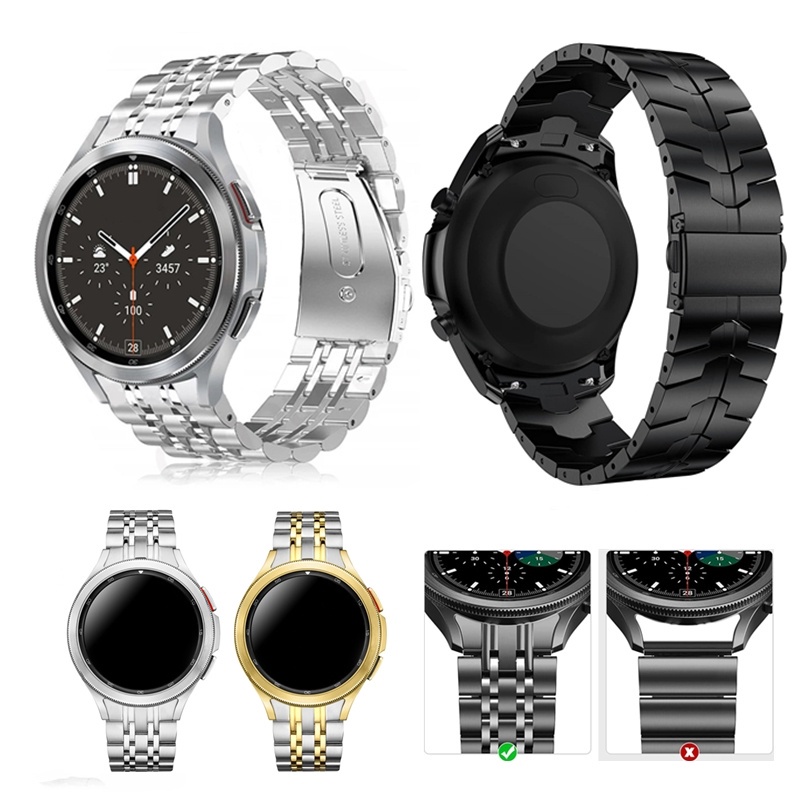 Sem Fim Curva Faixa De Aço Inoxidável Para Samsung Galaxy Watch4 Clássico 46mm 42mm/Watch 4 5 44mm 40mm/Watch5pro 45mm Pulseira De Substituição