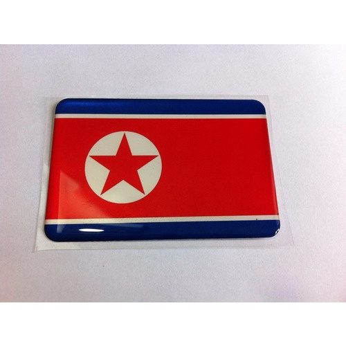 Adesivo Resinado Da Bandeira Da Coréia Do Norte 9x6 Cm