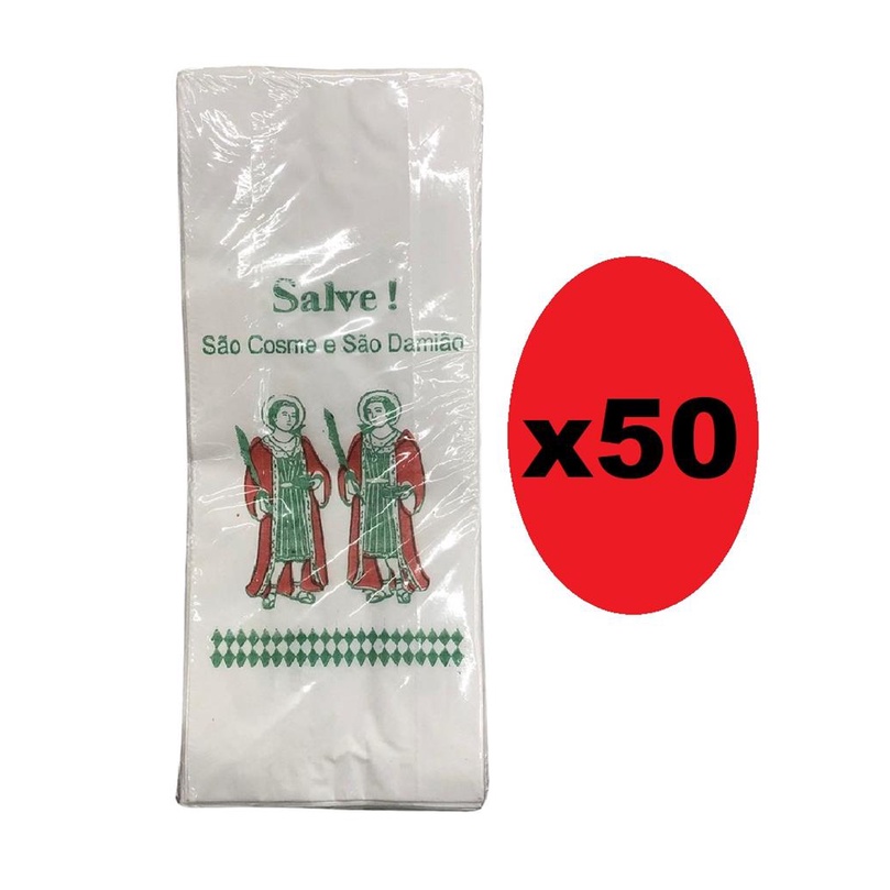Kit 50 Saquinhos de Papel Sao Cosme E Damiao personalizados
