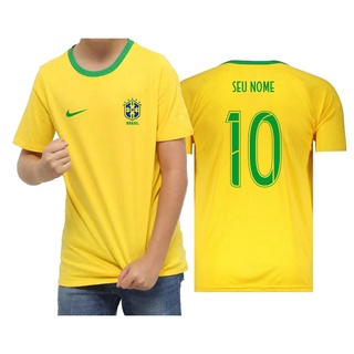 CAMISETA INFANTIL SELEÇÃO BRASILEIRA AMARELA BRASIL COPA HEXA PRONTA ENTREGA COM NOME PERSONALIZADO