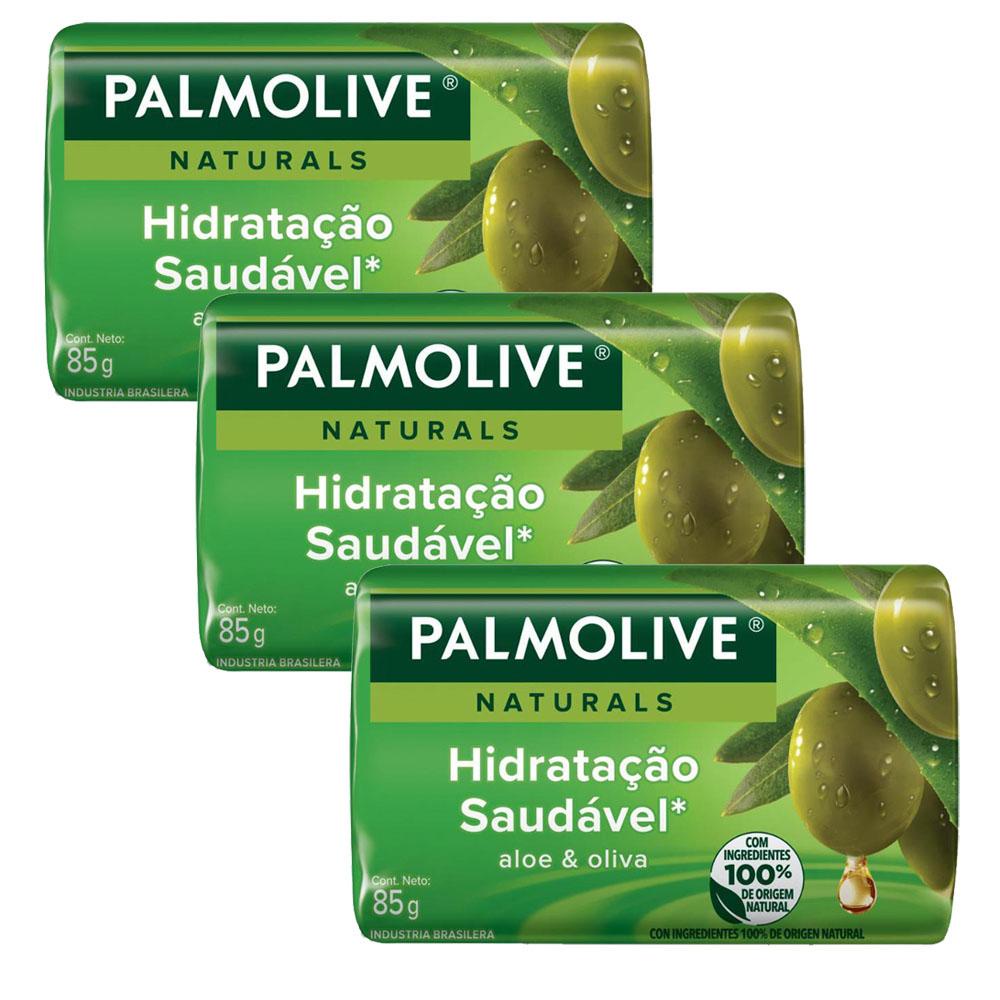 Kit 3 Sabonetes em Barra Palmolive Naturals Hidratação Saudável 85g