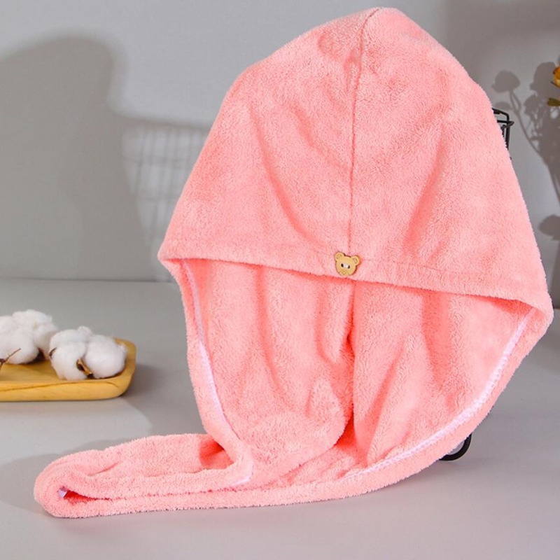 Turbante Absorvente De Cor Pura, Cabelos Secos Absorvente, Algodão Puro Engrossado Seco Touca De Banho Toalha De Cabelo
