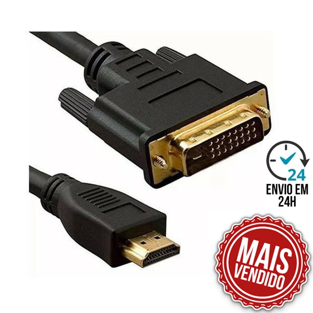 Cabo Dvi-d 24+1 Dual Link x Hdmi Macho Bidirecional Emborrachado Com Filtro 2 Metros