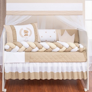 Kit de Berço Ursinho Teddy Bege Trançado Completo 11 Peças Americano Novidade em Oferta na Shopee