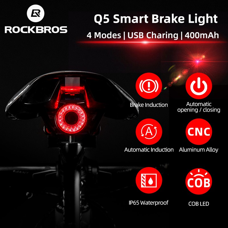 ROCKBROS Bicicleta Inteligente Auto Freio Sensing Luz IPx6 Carregamento LED Ciclismo Taillight Lanterna Traseira Da À Prova D'água Acessórios