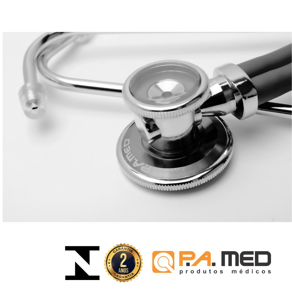 Estetoscópio Preto Rappaport P.A.Med  2 Anos Garantia