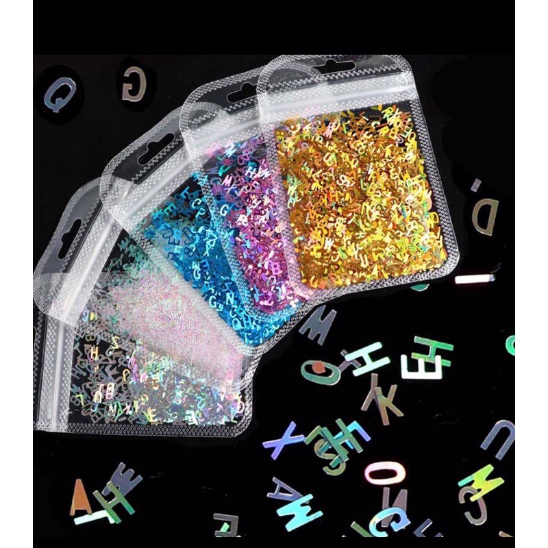 Cores Alfabeto Holografico 5 Letras Grossas Glitter Resina Epoxi Lantejoulas 2g Por Shopee Brasil