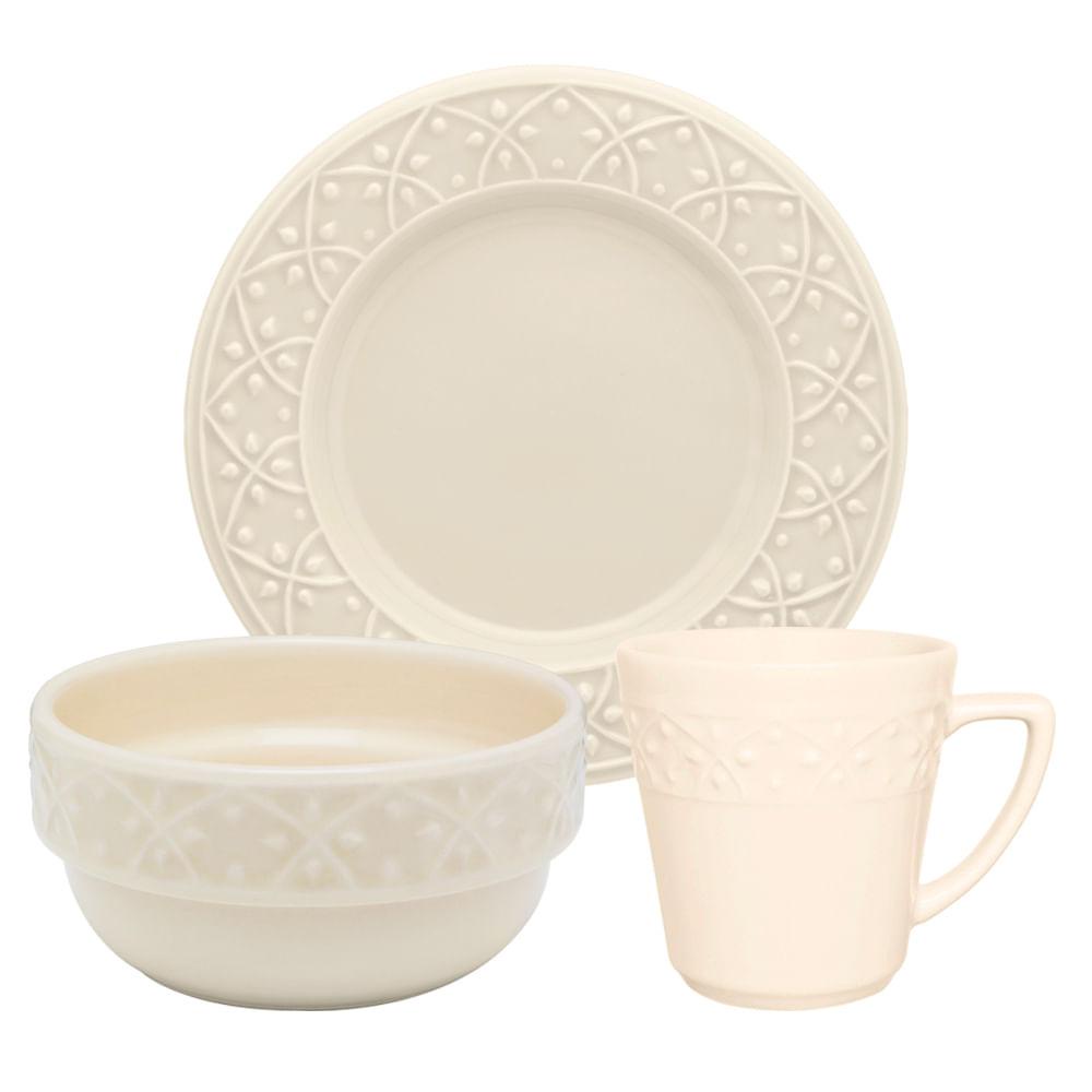 Conjunto Lanche de 3 Peças Mendi Marfim - Home & Living