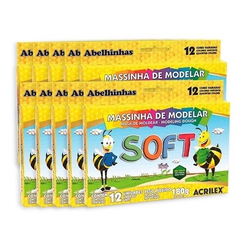 Massinha Masa De Modelar Soft - 10 Caixas Com 12 Und Em Cada