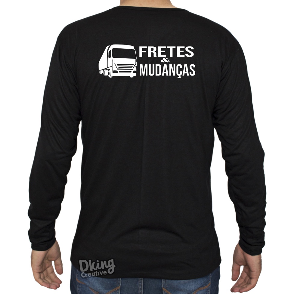 Camiseta Frete Mudanças Camisa Transporte Caminhão Uniforme Logística Manga Longa Blusa