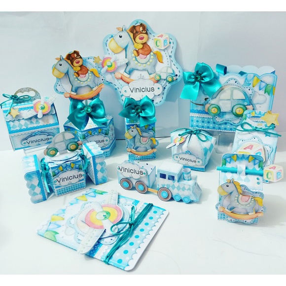 kit festa infantil lembrancinha para aniversário Caixinhas Personalizadas Brinquedos Azul