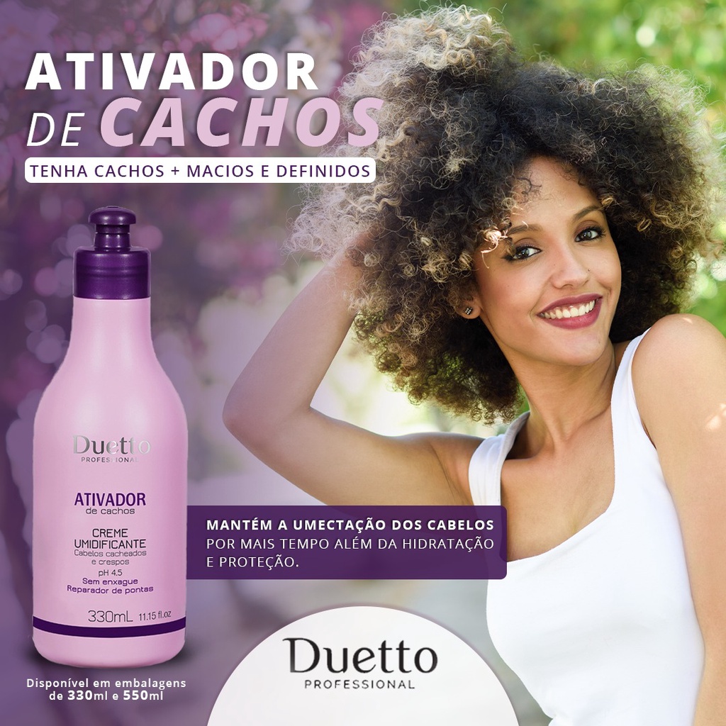 Creme Umidificador Ativador Cachos Duetto Profissional 330ml