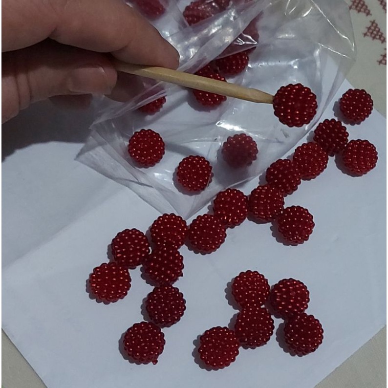 Vareta ecorativa  perola craquelada vermelho sangue