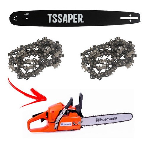 Kit 1 Sabre 16 + 2 Correntes Para Motosserra Husqvarna 45